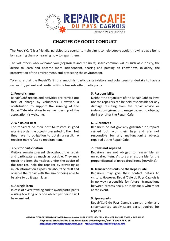 Charter of Good Conduct for Repair'Café