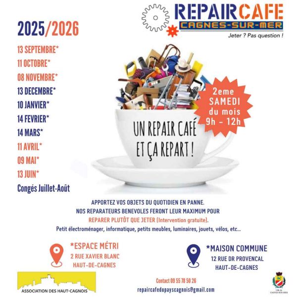 Repair'Café Cagnes sur mer 2025-2026