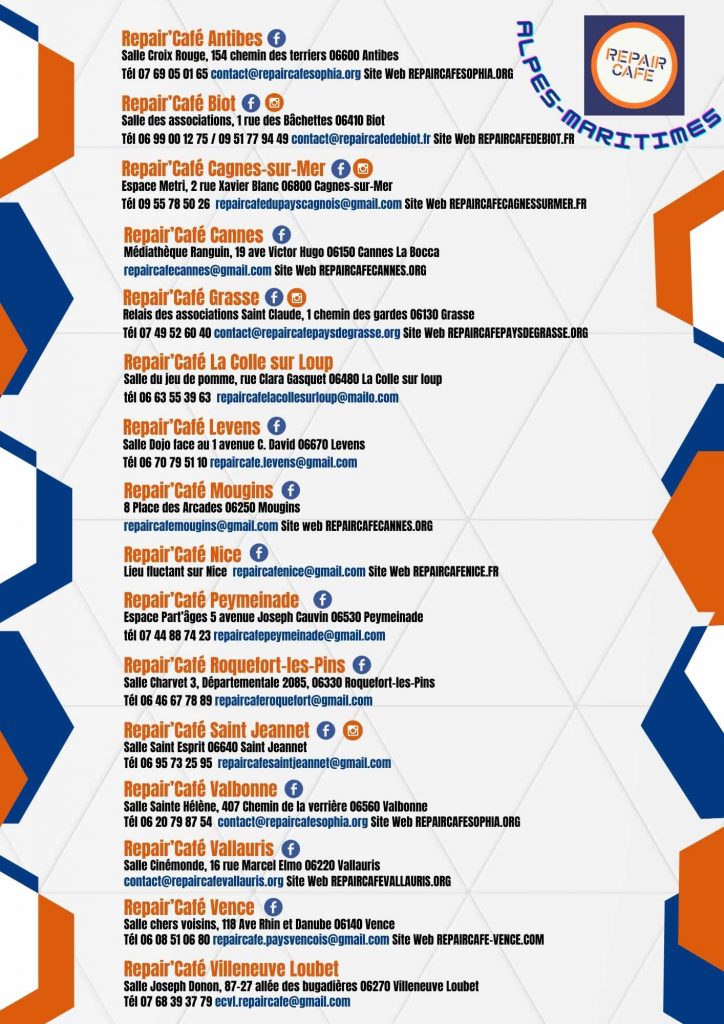2026 LISTE REPAIR’CAFES DES ALPES-MARITMES